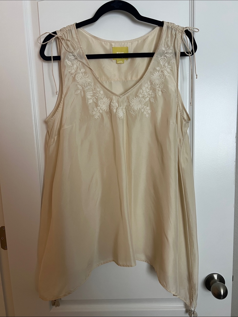 Maeve Cream Sleeveless Embroidered V-Neck Tunic